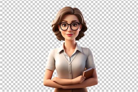 Premium Psd 3d Female Teacher Cartoon Character