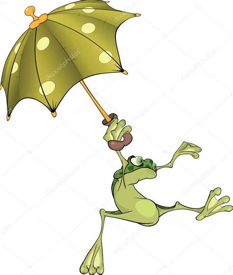 Funny Frog Cartoon With Umbrella