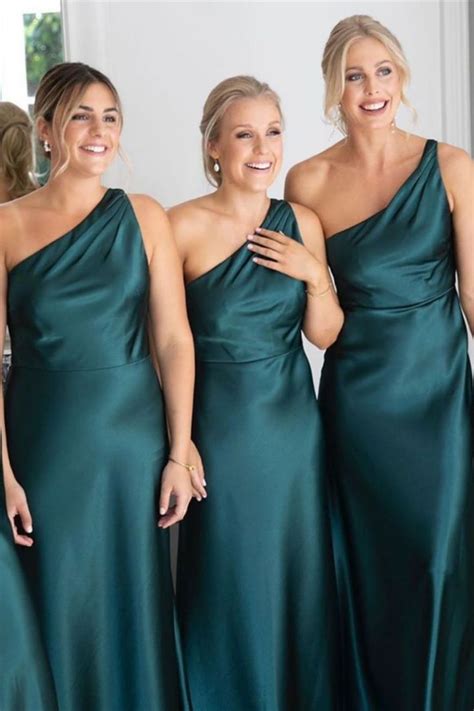 Gorgeous One Shoulder Emerald Long Bridesmaid Dresses From Sugerdress Emerald Bridesmaid