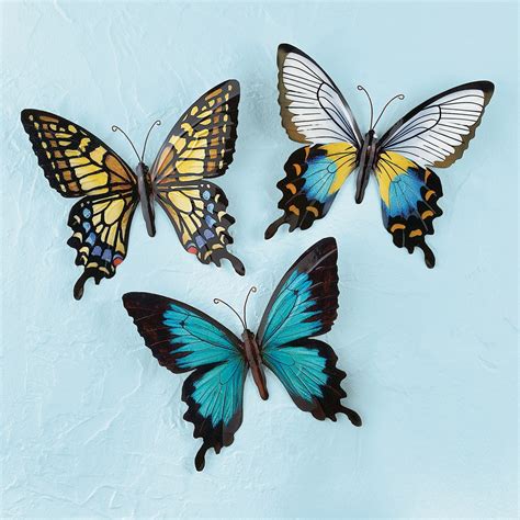 Metal Butterfly Wall Art Set Of 3 Collections Etc