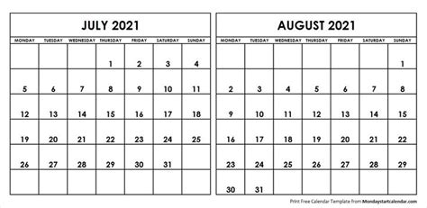 June July August 2021 Calendar Calendar Template August Calendar