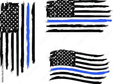Thin Blue Line Flag With Police Blue Line Distressed American Flag