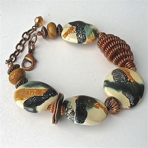 Chunky Bead Bracelet Ceramic Beads Womens Bracelet Handmade