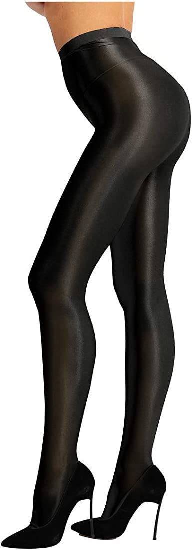 acsuss women s shiny shimmery 70d stockings pantyhose stretch footed tights black
