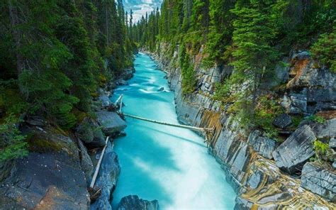 Nature Landscape Canada Forest River Rock Water Green Trees Turquoise Wallpapers Hd