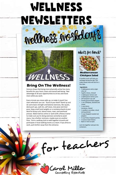 Staff Wellness Newsletters Teacher Self Care Wellness Wednesday