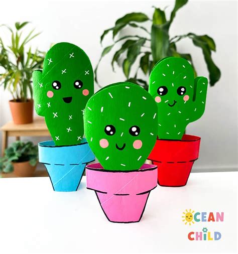 Easy Paper Roll Cactus Craft Ocean Child Crafts