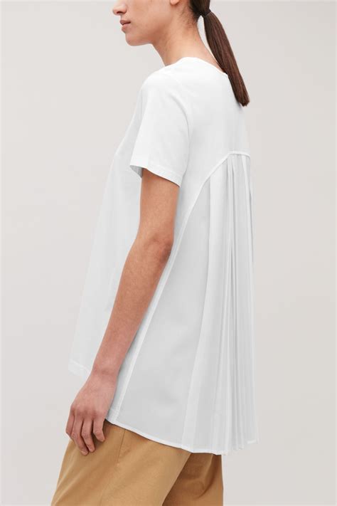 Woven Back Pleated T Shirt White T Shirts Cos