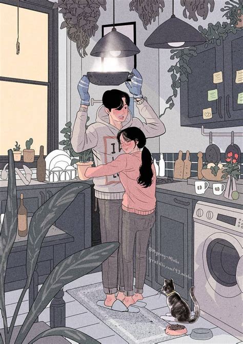 This Korean Artist Giving Serious Couplesgoals Through His Illustration Drawing Cute Couple