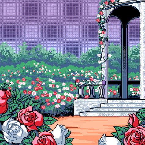 Pixel Art Rose Garden Illustrations Art