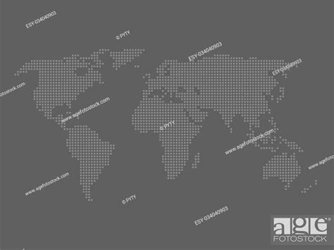 Dotted World Map Grey Map On Dark Background Vector Illustration Made