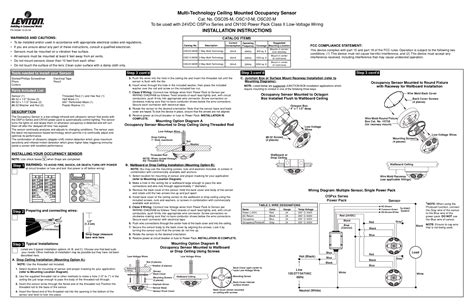 Download Free Pdf For Leviton Osc10 M Occupancy Sensor Other Manual