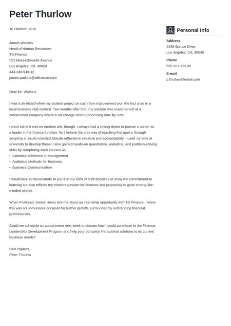 Cover Letter For An Internship Examples And Tips For All Interns