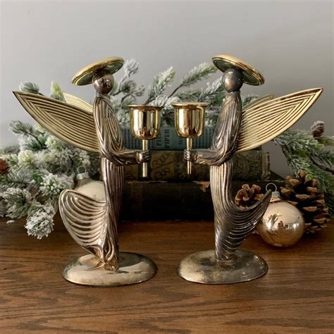 Vintage Silver And Brass Candlestick Holders Christmas Etsy Canada