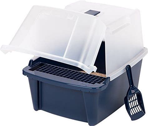 Iris Large Splithood Litter Box With Scoop And Grate Blue Continue