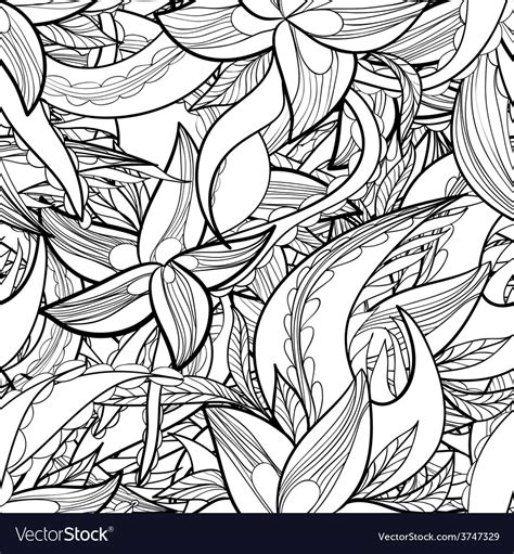 Hand Drawn Floral Abstract Seamless Pattern Vector Image