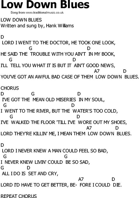 Old Country Song Lyrics With Chords Low Down Blues