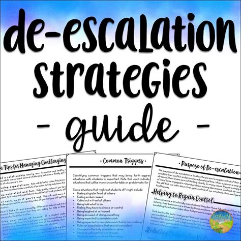 50 De Escalation Strategies Coping Skills Behavior Interventions