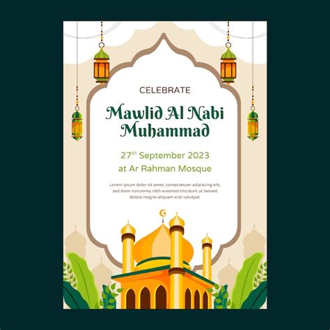 Free Vector Flat Vertical Poster Template For Islamic Mawlid Al Nabi