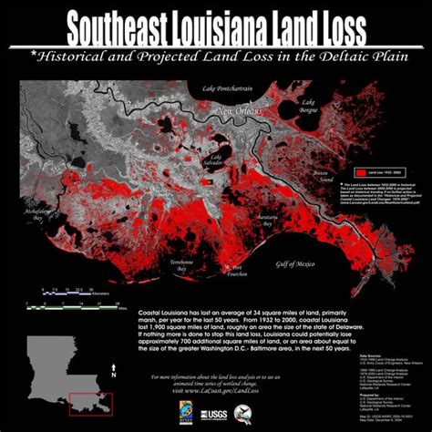 Southeast Louisiana Land Loss Map From 1932 To 1950 Usgs 2004