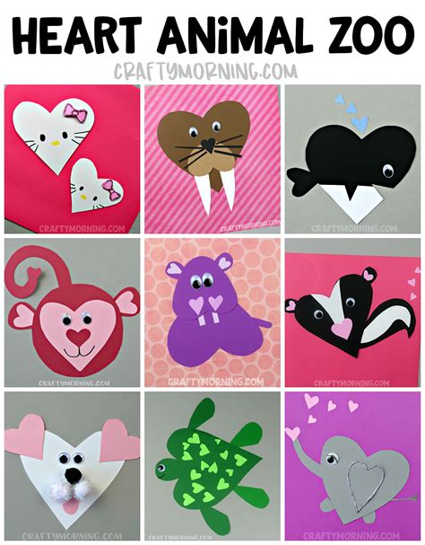 Valentines Day Heart Shaped Animal Crafts For Kids Animal Crafts For
