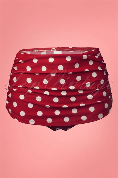 50s classic polka bikini pants in red and white