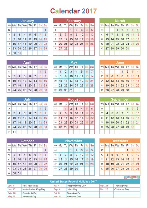 Calendar By Week 2017 Printable Template Calendar Design