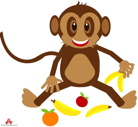 Happy Monkey With Fruits Food Clipart Clip Art Library