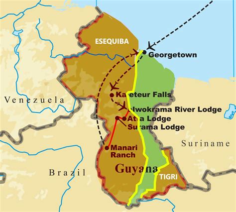 Map Of Guyana Showing The Disputed Areas The Esequiba Area Is Disputed