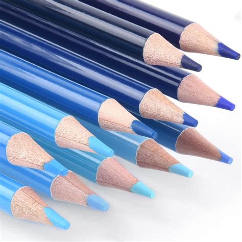 12 Blue Colored Pencils Oil Based Pre Sharpened Wooden Colored Pencil