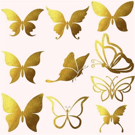 Butterflies Clipart Gold Foil Butterfly Butterflies Clip Etsy