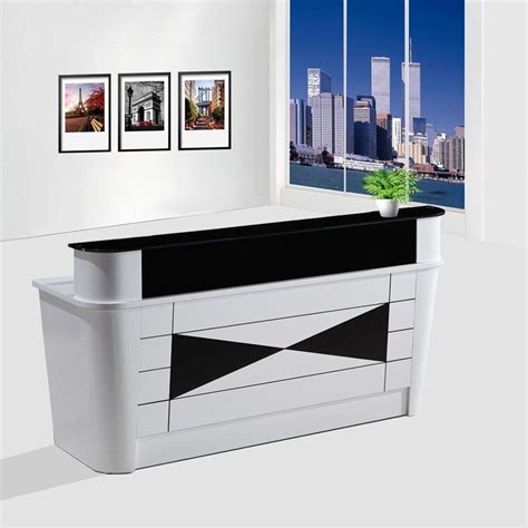 Utm 2pc modern glass top secretary desk. Top quality commercial small office front desk wooden ...