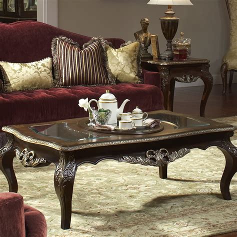 Victoria palace was inspired by the combination of fabulous carvings found in exterior mouldings, wonderful interpretations of castings used for hardware, and the incredible stonework found in statues and exterior structures. Michael Amini Imperial Court Coffee Table with Tray Top ...
