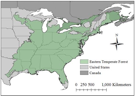 Eastern Temperate Forest Ecoregion Of North America The Green Shaded