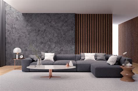 Modern Luxury Living Room Interior Design Black Sofa With