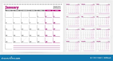 Calendario 2021 Plantilla De Para Imprimir Gratis