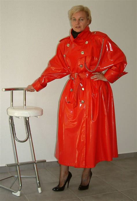 Red Raincoat Vinyl Raincoat Old Women Beautiful Old Woman Lovely Rain Fashion Rubber Raincoats