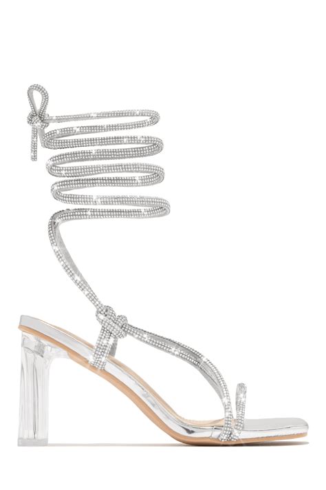 miss lola silver embellished lace up heels miss lola