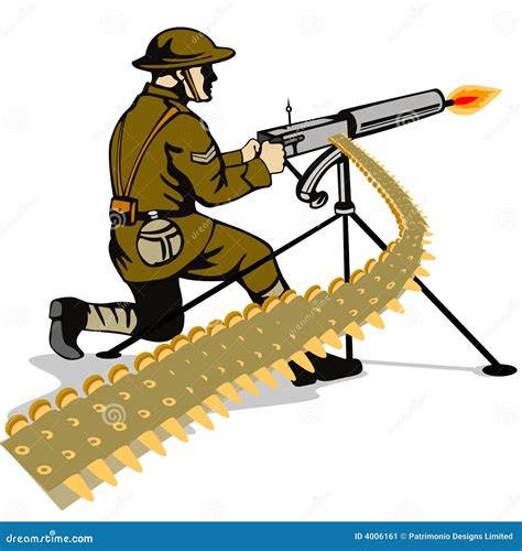 Soldier Firing A Machine Gun Cartoon Vector 4006161