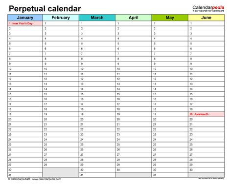 How To Create A Perpetual Calendar In Excel Printable Form Templates