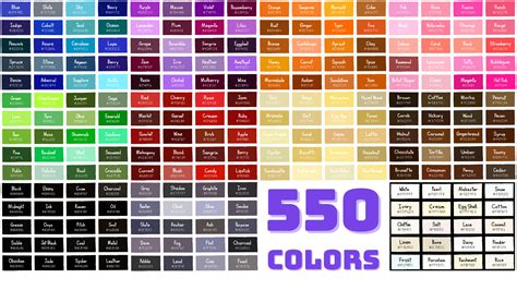 List Of Colors 550 Color Names And Hex Codes Color Meanings