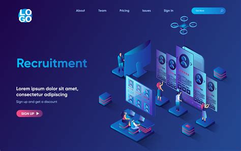 Recruitment Concept Isometric Landing Page Hr Managers Review Resumes