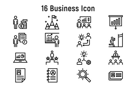 16 Business Icon Set Graphic By Captoro · Creative Fabrica