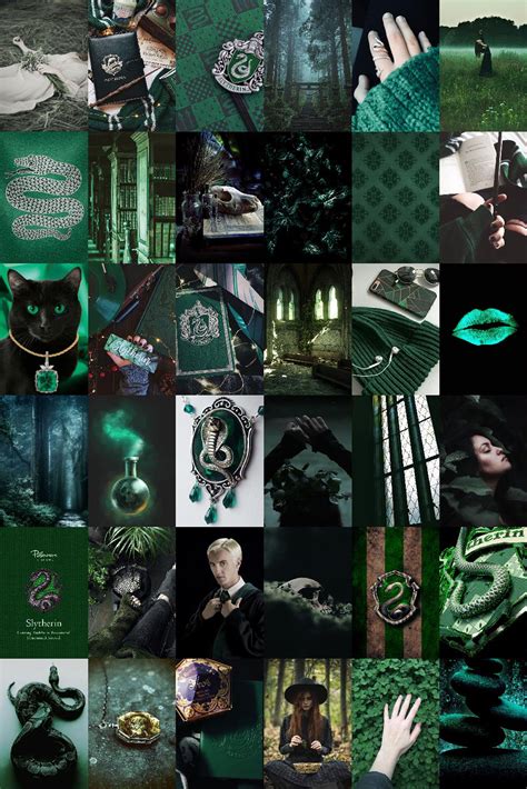 72 Pcs Magic Green Academia Wall Collage Kit Slytherin