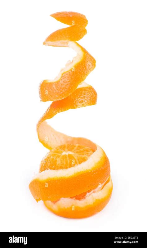 Orange And Orange Peeled Skin Isolated White Background Stock Photo Alamy