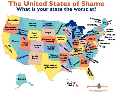 The United States Of Sadness What Your State Is Worst At Geekologie