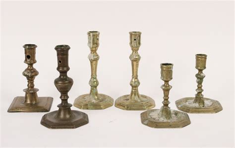 Lot Detail Six English Brass Candlesticks