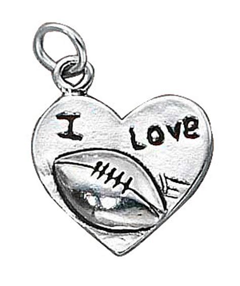 Sterling Silver 20 8mm Box Chain I Love Football Word Pendant