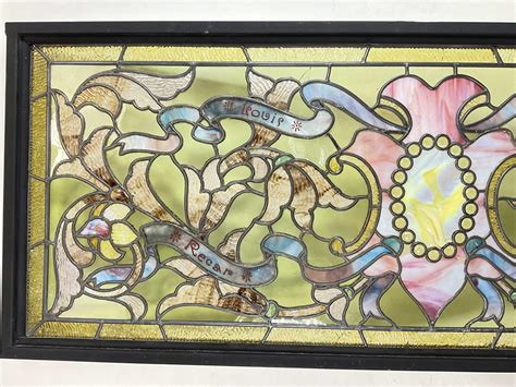 Lot Antique Leaded Stained Glass Window Pane
