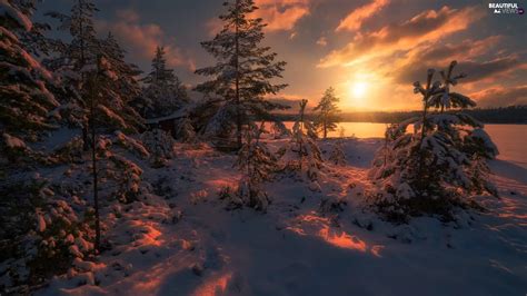 Viewes Ringerike Great Sunsets Wooden Lake Norway Winter House